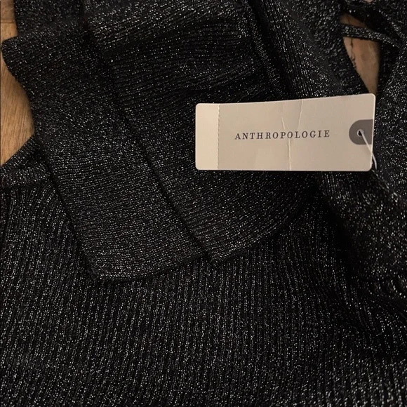 NWT Anthropologie Black Ruffle sleeveless sweater top - Picture 8 of 9